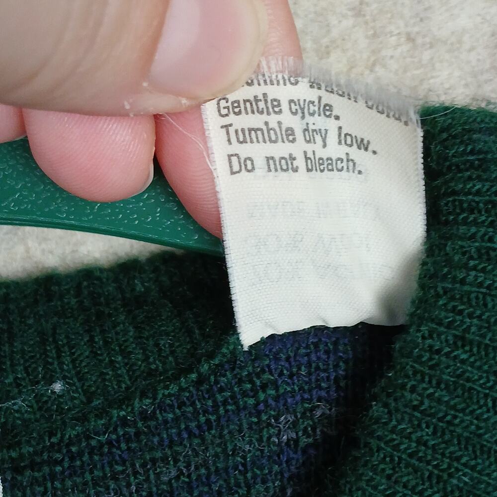 Vintage Collectif Italian Golf Wool Blend Sweater Green Medium Grandpacore Retro - Picture 6 of 10